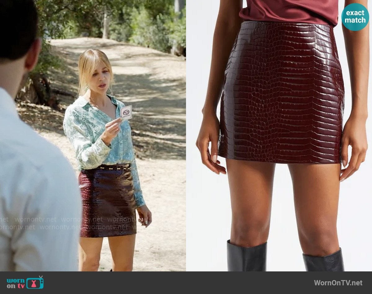 Morgan’s croc leather skirt on High Potential