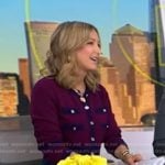 Lara’s purple contrast trim cardigan on Good Morning America