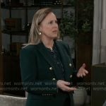 Laura’s printed blouse and green blazer on General Hospital