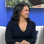 Laura’s navy v-neck belted dress on Today