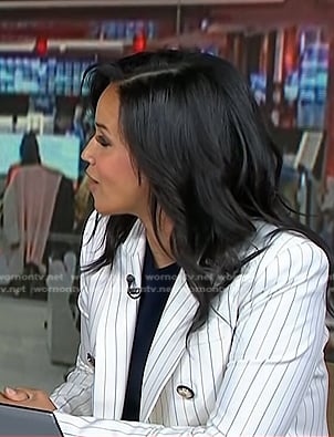 Laura's white pinstripe blazer on Today