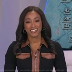 Brittany’s black leather-trim zip dress on Good Morning America