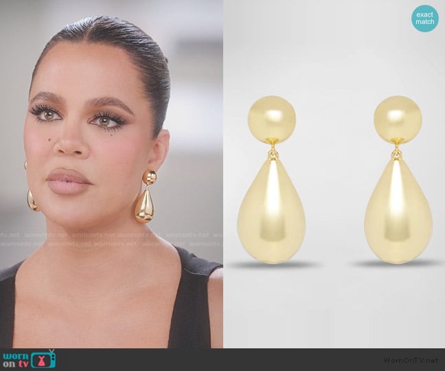 Lele Sadoughi Small Dome Pearly Teardrop Earrings worn by Khloe Kardashian (Khloe Kardashian) on The Kardashians