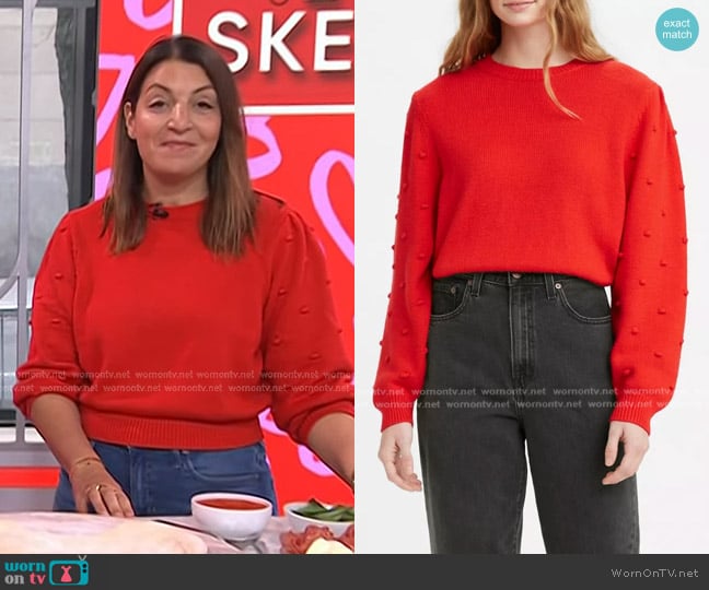 Levi's Cherry Sweater in Red worn by Mary Giuliani on Today