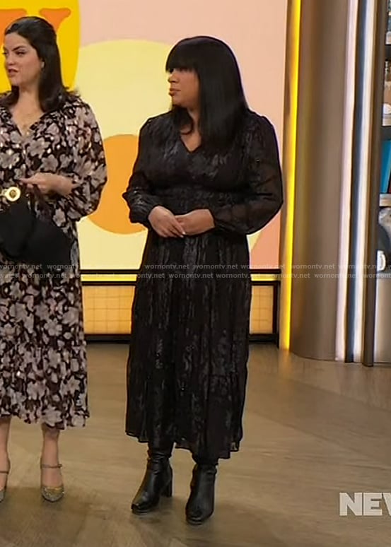 Liza Lee's black lace dress on The Drew Barrymore Show