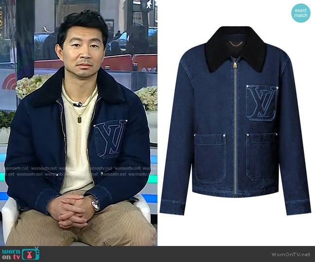 Louis Vuitton Wintery Workwear Denim Jacket worn by Simu Liu on Today