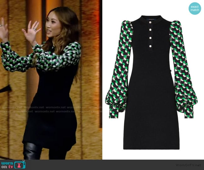 Louis Vuitton Buttoned Collar Dress worn by Brenda Song on Live with Kelly and Mark