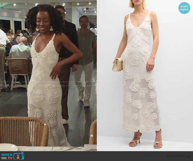 LoveShackFancy Rohesia Floral Crochet V-Neck Maxi Dress worn by Venita Aspen on Southern Charm