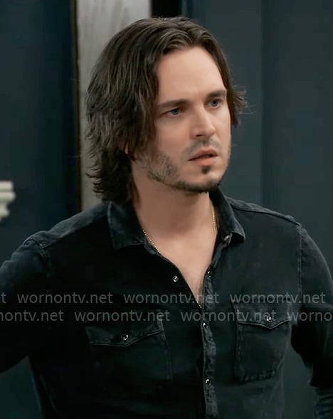 Lucky’s black button down shirt on General Hospital