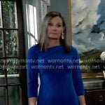 Lucy’s blue folded neck sheath on General Hospital