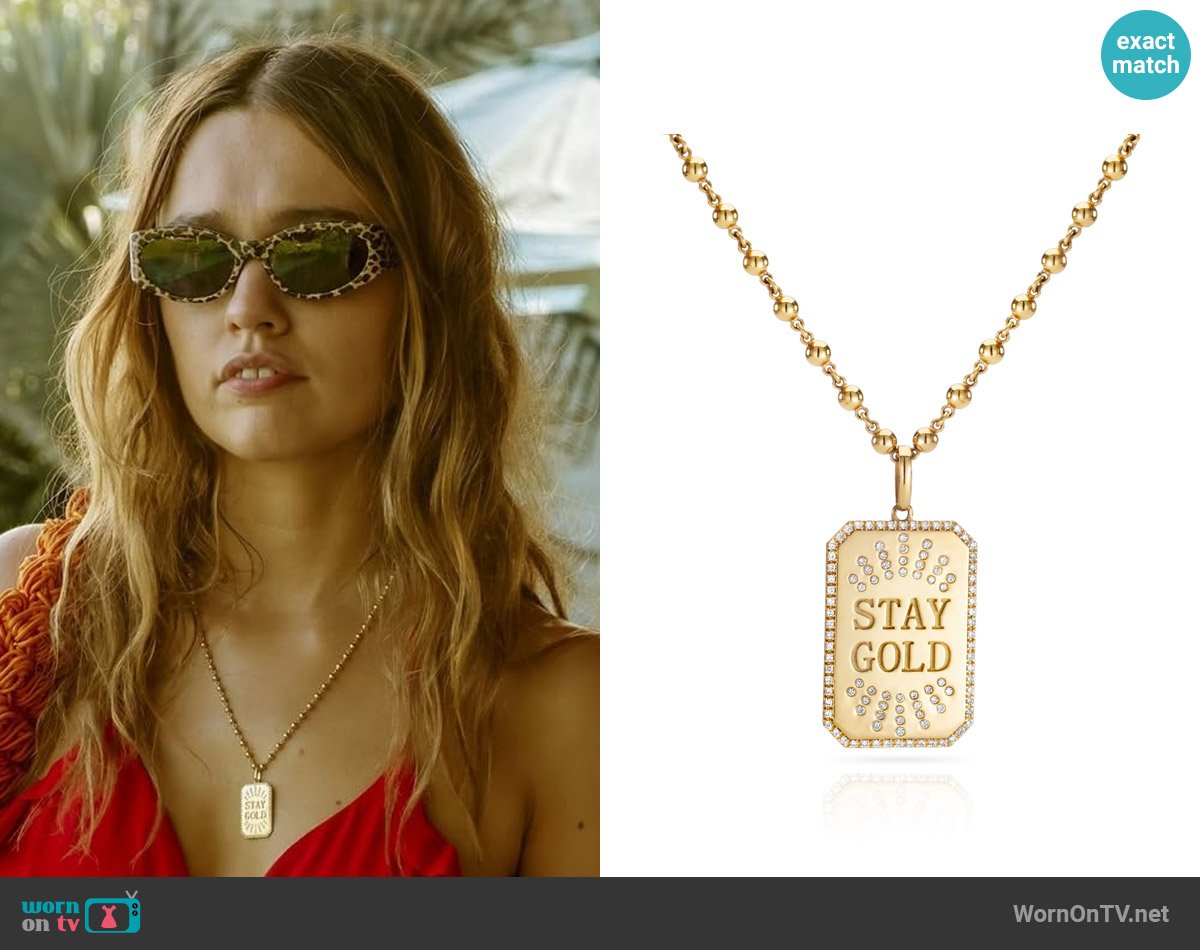 Chelsea’s STAY GOLD necklace on The White Lotus