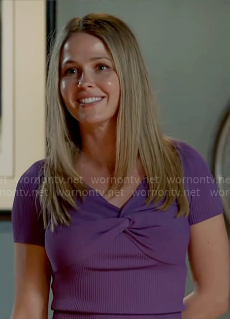 Lyla's purple twist front top on Chicago Fire