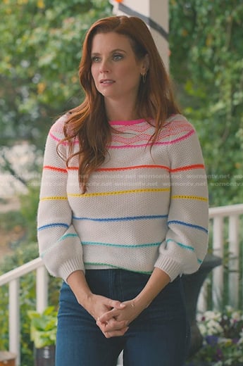 Maddie’s white striped sweater on Sweet Magnolias