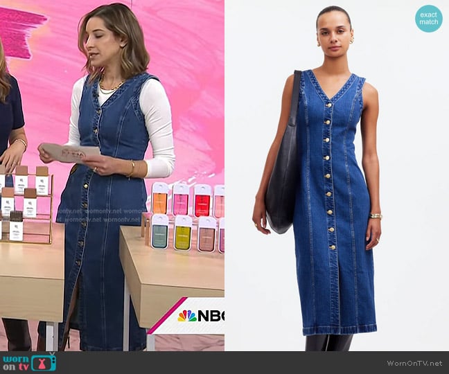 Madewell Denim V-Neck Midi Dress worn by Andrea Lavinthal on Today