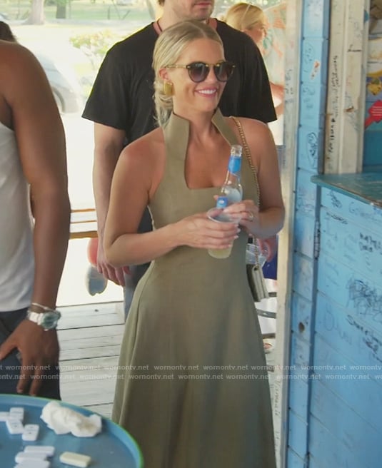 Madison's olive square neck dress on Southern Charm