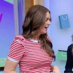 Monica Mangin’s red striped puff sleeve tee on Live with Kelly and Mark