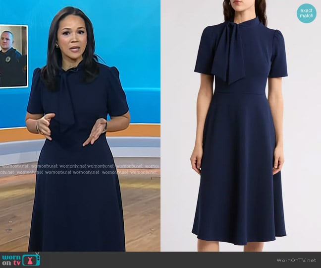 Maggy London Short Sleeve Necktie Midi Dress worn by Laura Jarrett on Today