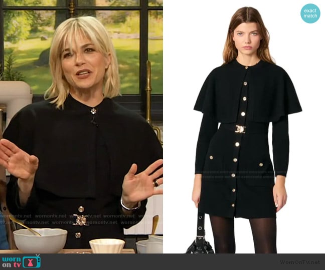 Selma Blair’s black button cape dress on The Drew Barrymore Show