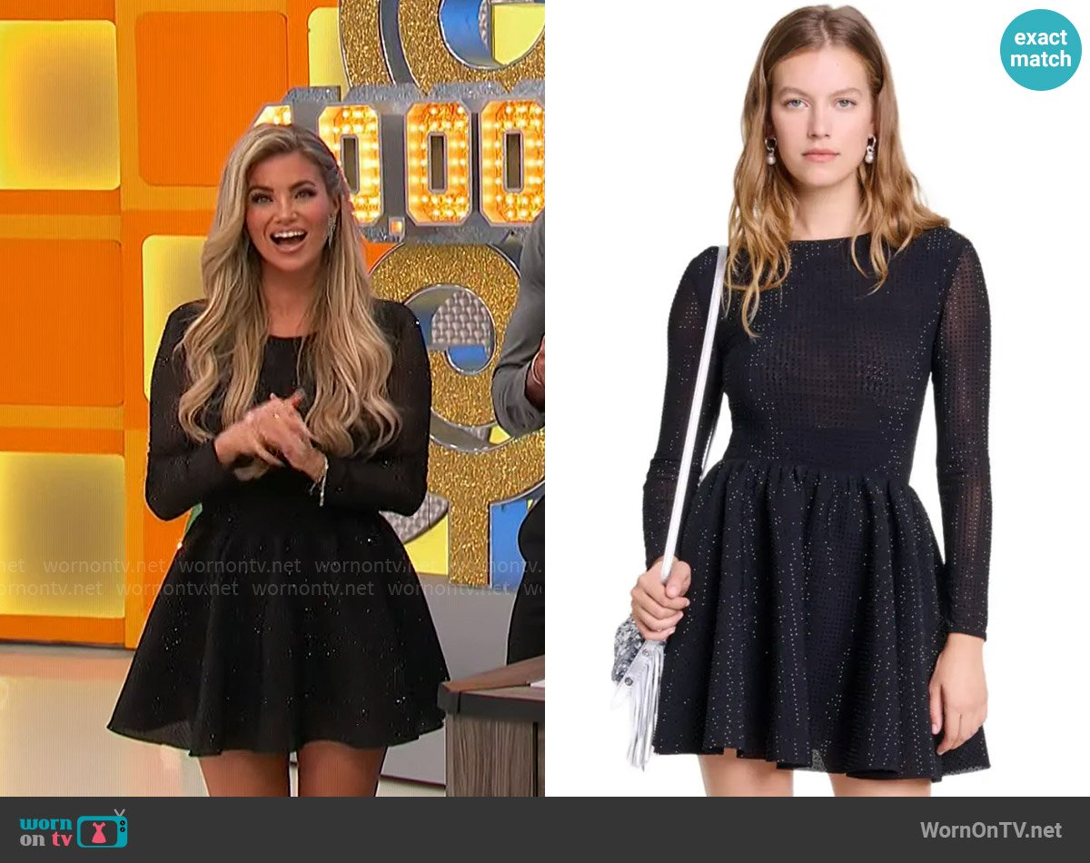 Amber’s black fit and flare dress on The Price is Right