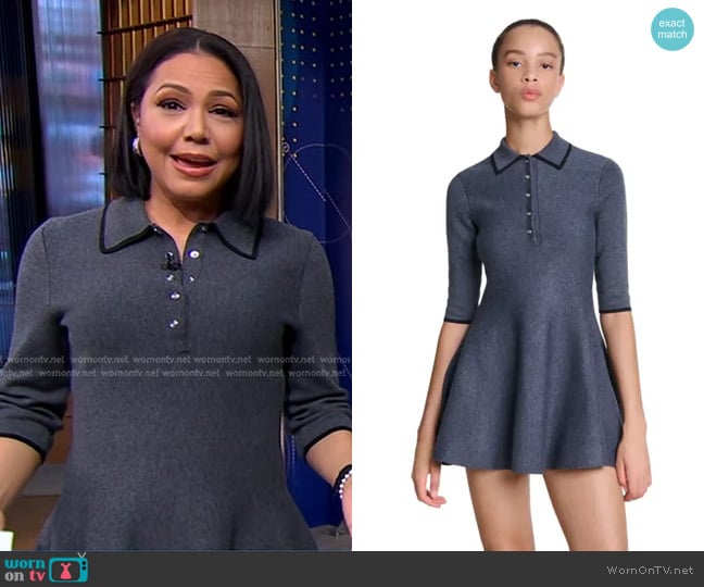 Maje Rowell Polo Dress in Anthracite worn by Stephanie Ramos on Good Morning America