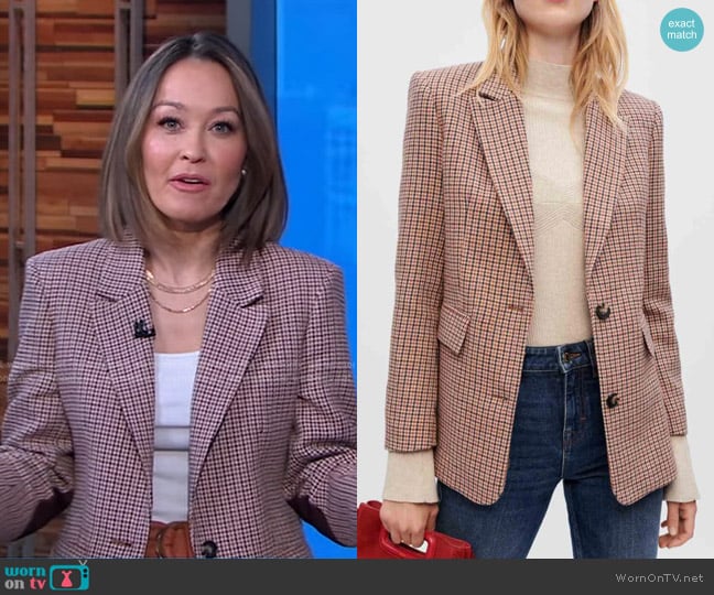 Maje Vaisa Plaid Blazer worn by Eva Pilgrim on Good Morning America