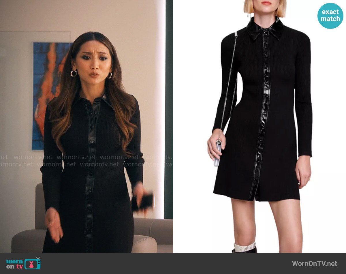 Maje Rosania Rib Knit Dress worn by Ali Lee (Brenda Song) on Running Point