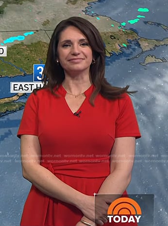 Maria's red v-neck short sleeve dress on Today