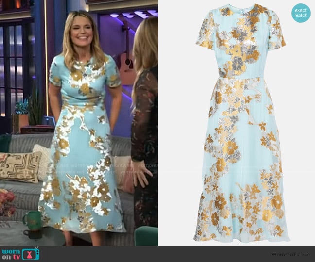 Markarian Mae floral midi dress worn by  Savannah Guthrie on The Kelly Clarkson Show