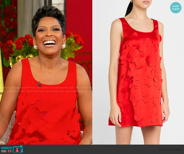 Tamron’s floral cutout mini dress on Tamron Hall Show