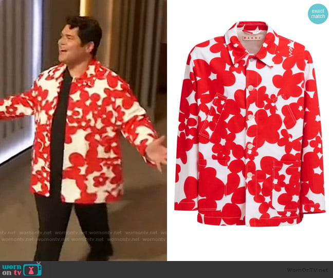 Marni Floral-print cotton jacket worn by Harvey Guillen on The Drew Barrymore Show