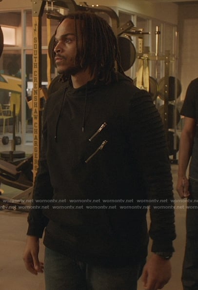 Marqui’s black zip detail hoodie on All American