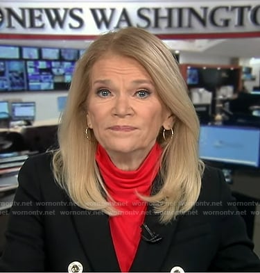 Martha Raddatz’s black double breasted blazer on Good Morning America