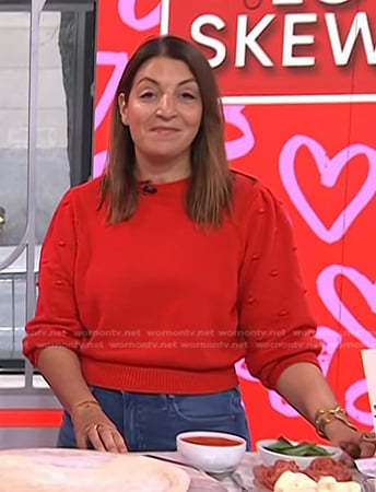 Mary Giuliani's red bobble sleeve sweater on Today