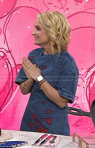 Meaghan Murphy’s heart embroidered denim dress on Today