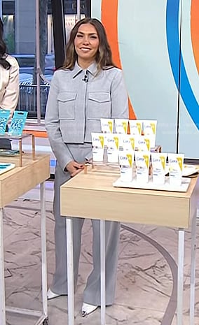 Melissa Garcia's grey cropped jacket and pants on Today