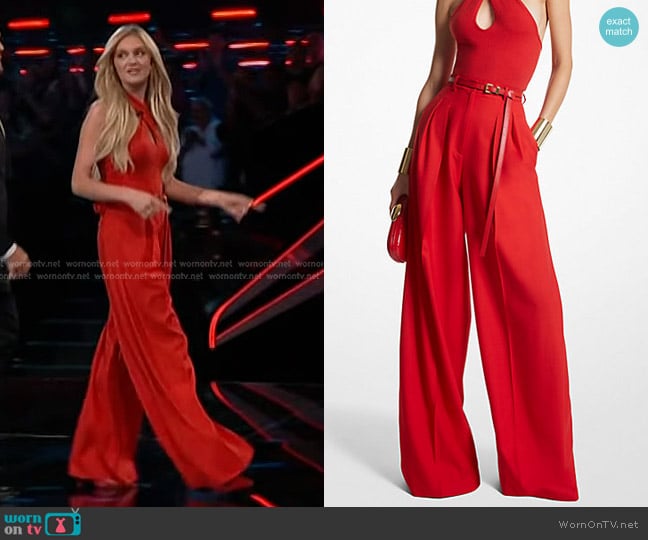 Michael Kors Collection Tissue Wool Gabardine Palazzo Pants worn by Kelsea Ballerini on The Voice