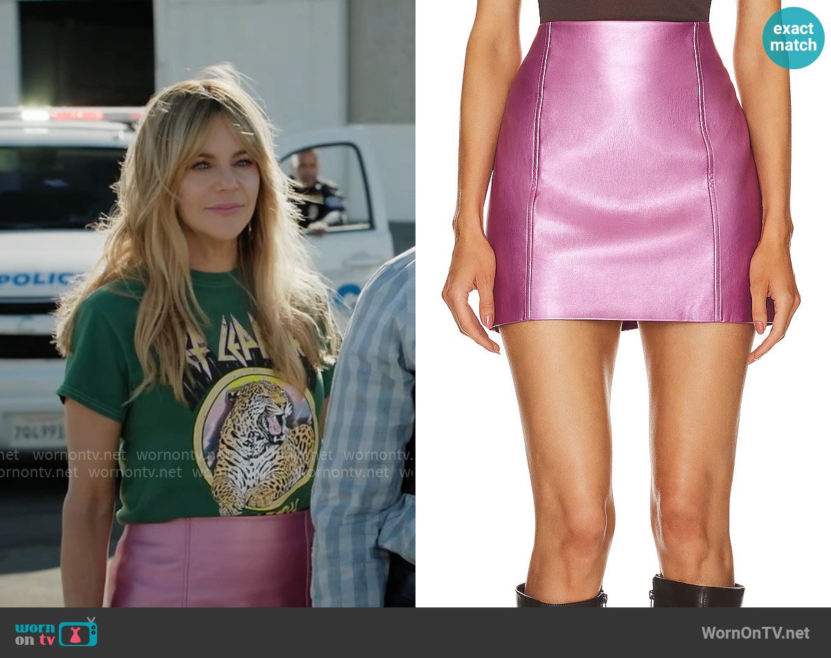 Milly Oliviana Metallic Faux Leather Skirt worn by Morgan Gillory (Kaitlin Olson) on High Potential