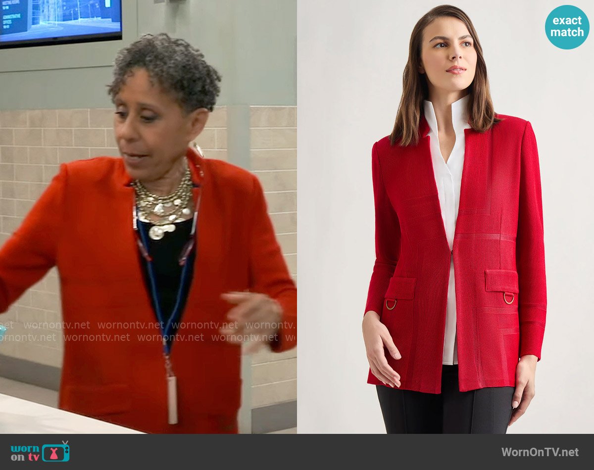 Misook Inverted Notch Collar Tailored Knit Jacket worn by Stella Henry (Vernee Watson) on General Hospital