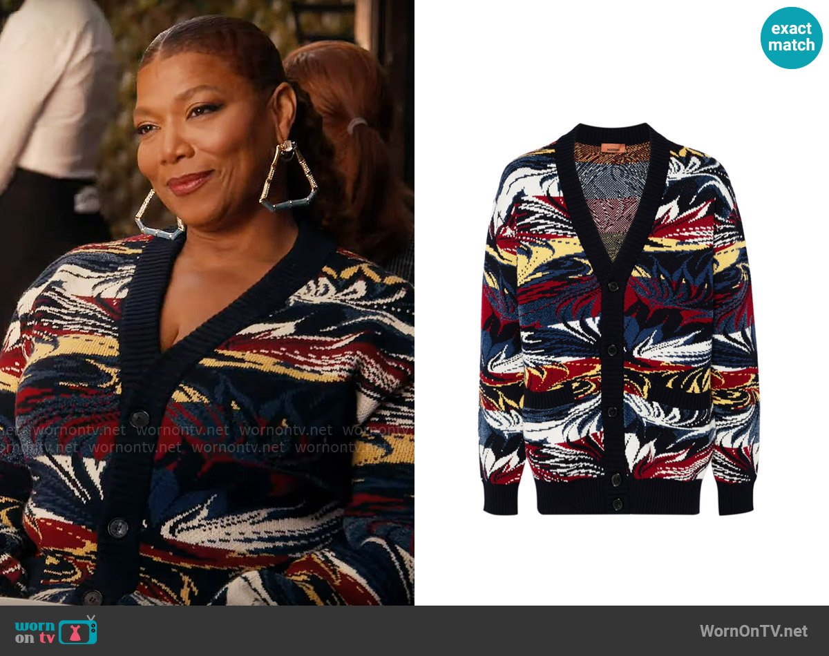 Missoni Patterned intarsia-knit cardigan worn by Robyn McCall (Queen Latifah) on The Equalizer