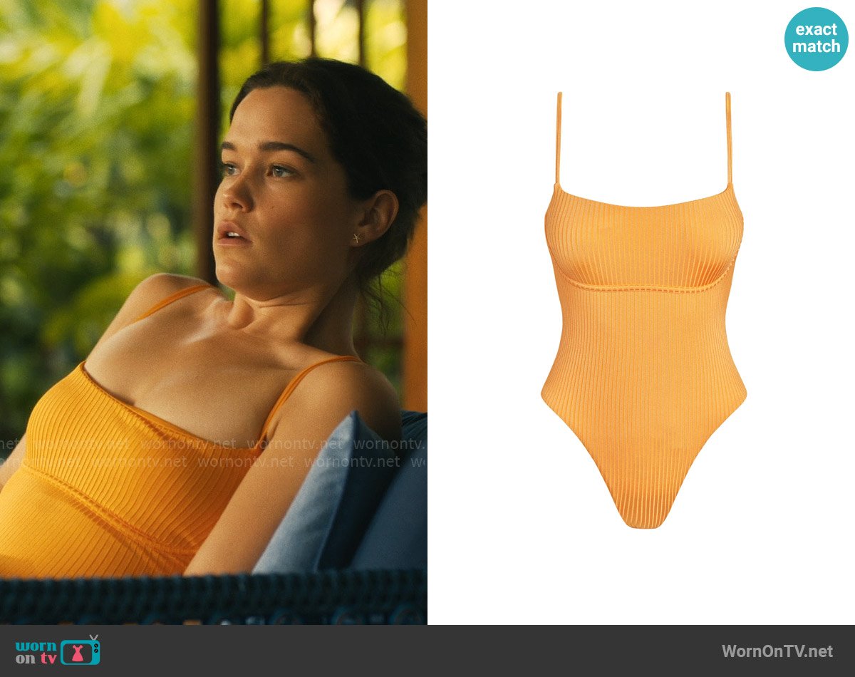 Monday Swimwear Sausalito One Piece - Clementine Wide Rib worn by Piper Ratliff (Sarah Catherine Hook) on The White Lotus