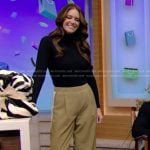 Monica Mangin’s khaki side stripe pants on Live with Kelly and Mark