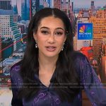 Morgan’s purple chain print blouse on NBC News Daily