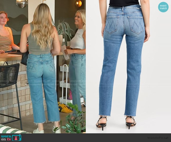 Mother The Mid Rise Rider Flood Fray Jeans worn by Molly O’Connell on Southern Charm