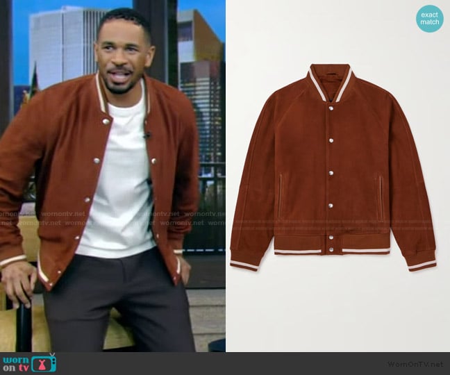 Damon Wayans Jr’s brown bomber jacket on Live with Kelly