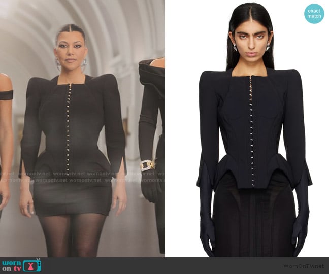 Mugler Black Curvy Jacket worn by Kourtney Kardashian (Kourtney Kardashian) on The Kardashians