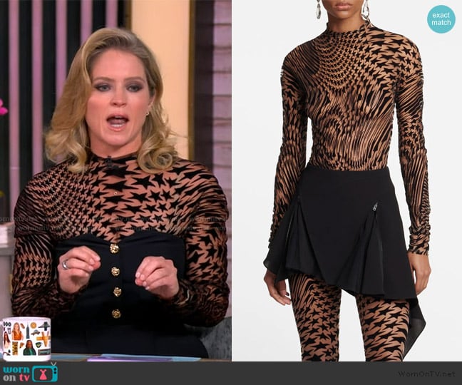 Mugler Tulle and velvet top worn by Sara Haines on The View