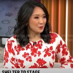 Nancy Chen’s red floral top on CBS Mornings