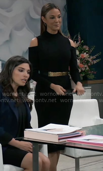 Natalia's black dress with shoulder cutouts on General Hospital