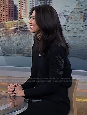 Natalie's black embellished sleeve sweater on Today