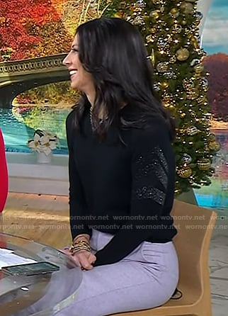 Natalie's black embellished sleeve sweater on Today
